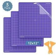 3 Pack Craft Cutting Mat, 12x12 Inch Purple Strong Grip Adhesive Sticky, Non-Slip Durable Reusable Mat for Cricut Explore One/Air/Air 2/Maker, Replacement Accessories with Protective Film\u0026Align Grid
